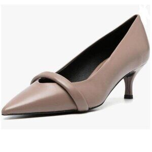 ZSZSZSU Dark Salmon Pointed Toe Pump Slip On Kitten Heel Single Strap Work Shoes